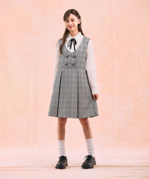 GLOBAL WORK（グローバルワーク）の「卒服/イージーケア/ジャンスカ/598140（ジャンパースカート・キッズ・ホワイト系1/グレー・150cm/160cm）」の11枚目の写真