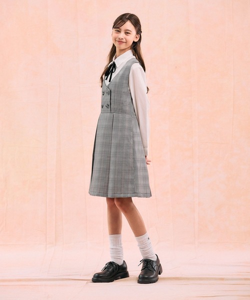 GLOBAL WORK（グローバルワーク）の「卒服/イージーケア/ジャンスカ/598140（ジャンパースカート・キッズ・ホワイト系1/グレー・150cm/160cm）」の12枚目の写真