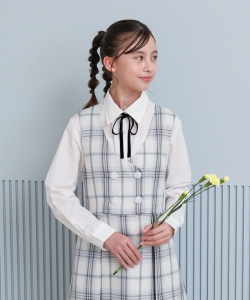 GLOBAL WORK（グローバルワーク）の「卒服/イージーケア/ジャンスカ/598140（ジャンパースカート・キッズ・ホワイト系1/グレー・150cm/160cm）」の17枚目の写真