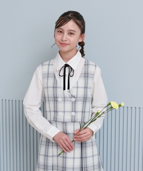 GLOBAL WORK（グローバルワーク）の「卒服/イージーケア/ジャンスカ/598140（ジャンパースカート・キッズ・ホワイト系1/グレー・150cm/160cm）」の18枚目の写真