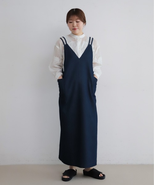 NOMBRE IMPAIR（ノンブルアンペール）の「TCデニム　キャミワンピース（ワンピース・レディース・ライトブルー/ネイビー・FREE）」の15枚目の写真