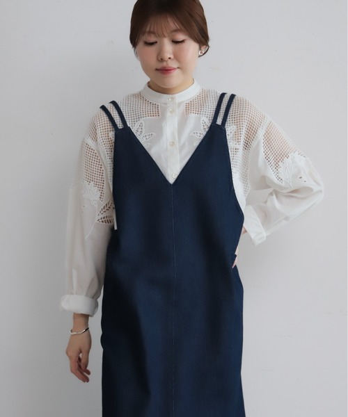 NOMBRE IMPAIR（ノンブルアンペール）の「TCデニム　キャミワンピース（ワンピース・レディース・ライトブルー/ネイビー・FREE）」の12枚目の写真