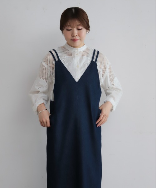 NOMBRE IMPAIR（ノンブルアンペール）の「TCデニム　キャミワンピース（ワンピース・レディース・ライトブルー/ネイビー・FREE）」の22枚目の写真