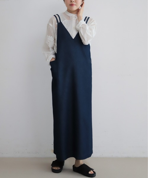 NOMBRE IMPAIR（ノンブルアンペール）の「TCデニム　キャミワンピース（ワンピース・レディース・ライトブルー/ネイビー・FREE）」の14枚目の写真