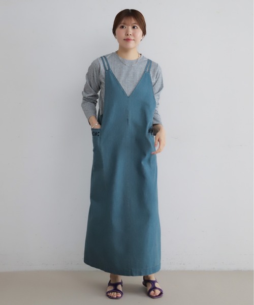 NOMBRE IMPAIR（ノンブルアンペール）の「TCデニム　キャミワンピース（ワンピース・レディース・ライトブルー/ネイビー・FREE）」の3枚目の写真