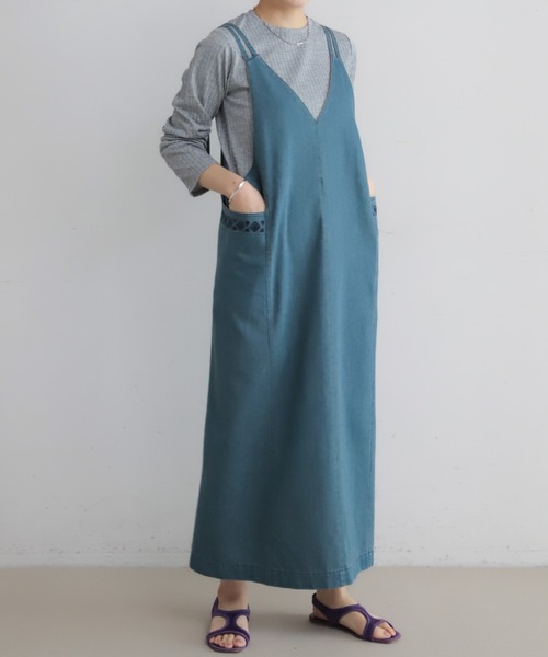 NOMBRE IMPAIR（ノンブルアンペール）の「TCデニム　キャミワンピース（ワンピース・レディース・ライトブルー/ネイビー・FREE）」の6枚目の写真