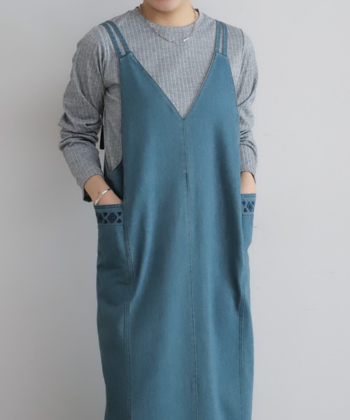 NOMBRE IMPAIR（ノンブルアンペール）の「TCデニム　キャミワンピース（ワンピース・レディース・ライトブルー/ネイビー・FREE）」の7枚目の写真