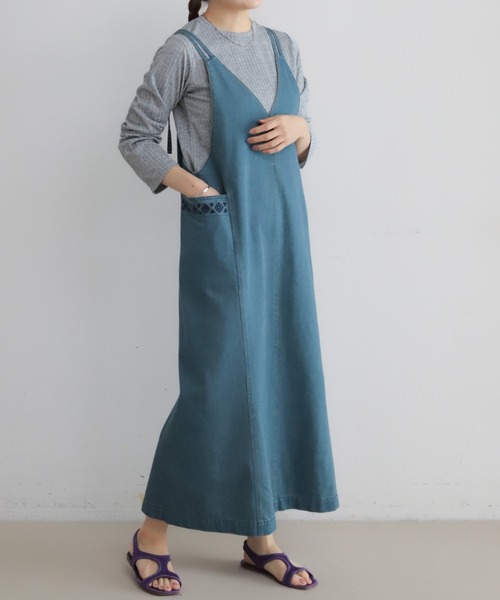 NOMBRE IMPAIR（ノンブルアンペール）の「TCデニム　キャミワンピース（ワンピース・レディース・ライトブルー/ネイビー・FREE）」の9枚目の写真