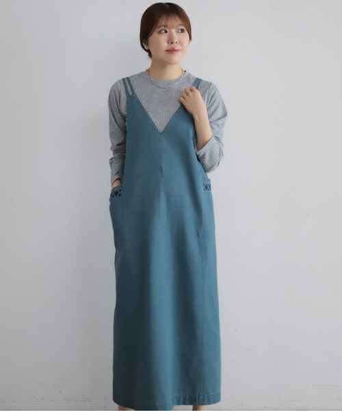 NOMBRE IMPAIR（ノンブルアンペール）の「TCデニム　キャミワンピース（ワンピース・レディース・ライトブルー/ネイビー・FREE）」の10枚目の写真