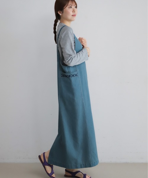 NOMBRE IMPAIR（ノンブルアンペール）の「TCデニム　キャミワンピース（ワンピース・レディース・ライトブルー/ネイビー・FREE）」の5枚目の写真
