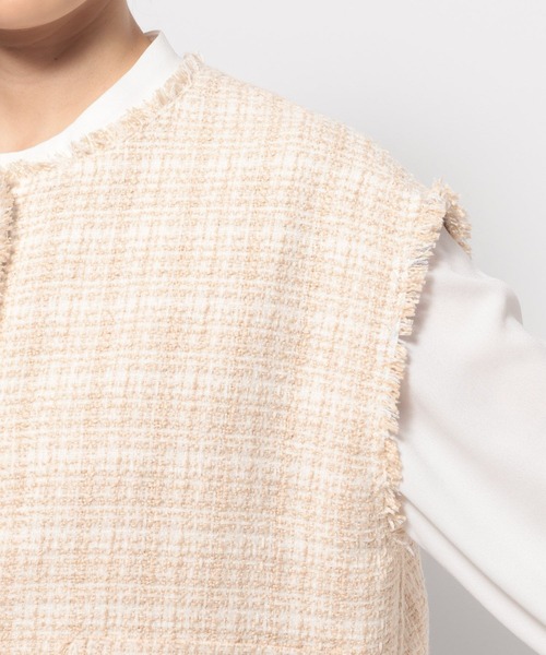 LEPSIM(レプシィム)の「【入卒式/セレモニー】ツィードショートジレ 599896(その他アウター・レディース・ネイビー/ライトベージュ・FREE)」の7枚目の写真