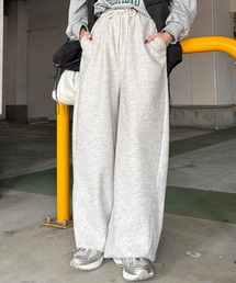 【ISOOK / アイスー】ウールライク起毛コクーンパンツ / リラックスパンツ ドロストパンツ カーブ バレル ホワイト ブラック ブラウン 白 黒 ZOZOTOWN限定