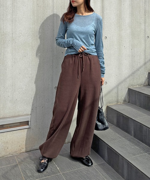 ISOOK（アイスー）の「【ISOOK / アイスー】ウールライク起毛コクーンパンツ / リラックスパンツ ドロストパンツ カーブ バレル ホワイト ブラック ブラウン 白 黒 ZOZOTOWN限定（その他パンツ・レディース・ブラック/ベージュ/ブラウン・FREE）」の13枚目の写真