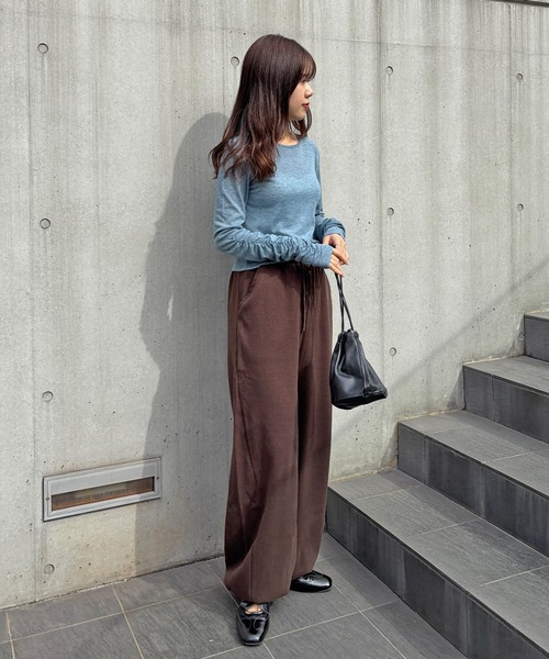 ISOOK（アイスー）の「【ISOOK / アイスー】ウールライク起毛コクーンパンツ / リラックスパンツ ドロストパンツ カーブ バレル ホワイト ブラック ブラウン 白 黒 ZOZOTOWN限定（その他パンツ・レディース・ブラック/ベージュ/ブラウン・FREE）」の7枚目の写真