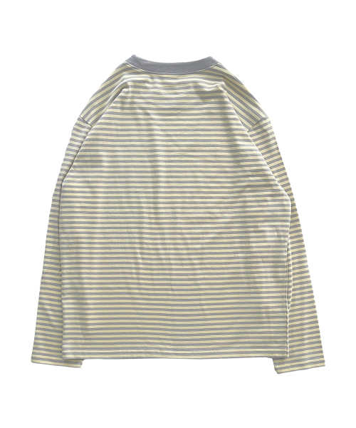 THECOLDESTMOMENT（ザコールデストモーメント）の「TCM mini logo stripe long sleeve (yellow/grey)（Tシャツ/カットソー・レディース・その他・MEDIUM/LARGE）」の3枚目の写真