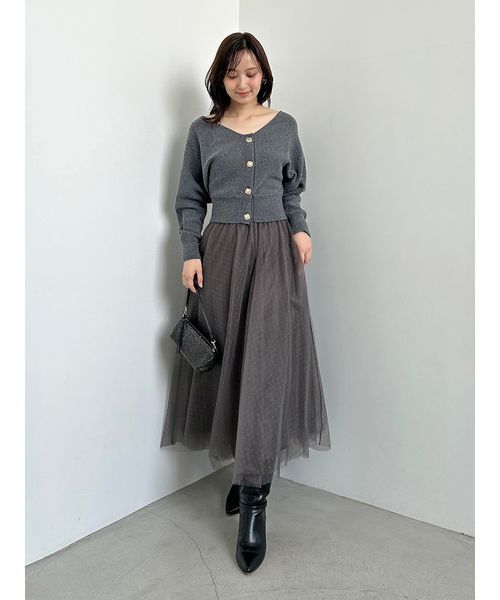 セール】チュールスカートセットカーディガン（ワンピース）｜SNIDEL