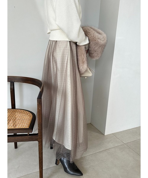 SNIDEL(スナイデル)の「チュールスカートセットカーディガン(ワンピース・レディース・グレー/アイボリー/ライトブルー・0/1)」の9枚目の写真