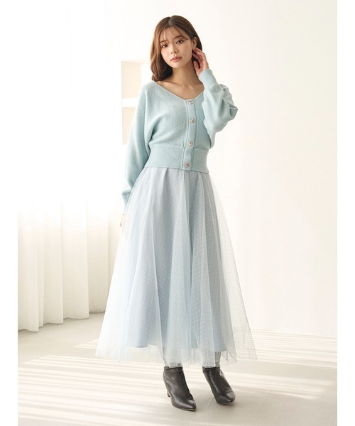 セール】チュールスカートセットカーディガン（ワンピース）｜SNIDEL