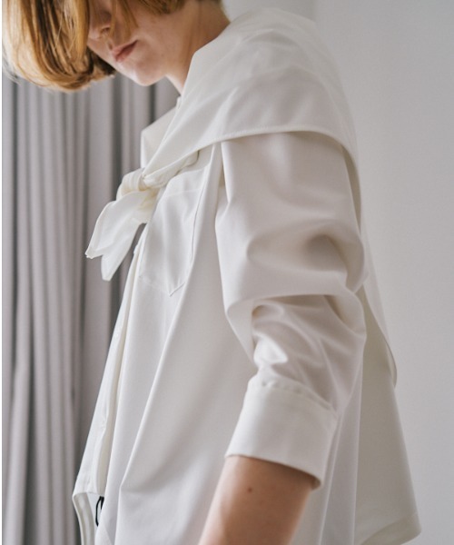 Muel Chic（ミュエルシック）の「Canberra scarf shirt  キャンベラスカーフシャツ（シャツ/ブラウス・レディース・ベージュ/オフホワイト/ブラック・FREE）」の13枚目の写真