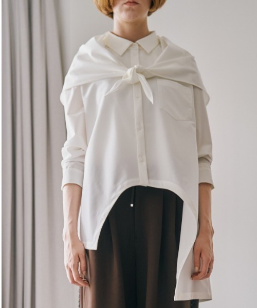 Muel Chic（ミュエルシック）の「Canberra scarf shirt  キャンベラスカーフシャツ（シャツ/ブラウス・レディース・ベージュ/オフホワイト/ブラック・FREE）」の15枚目の写真