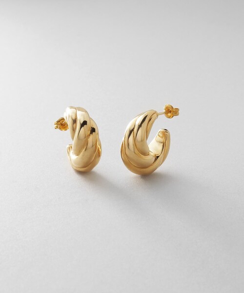 シルバー ホロウフープ クロワッサンピアス GP（ピアス（両耳用