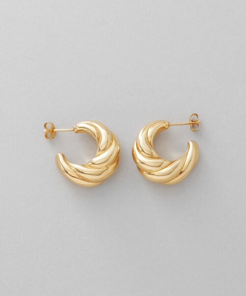 シルバー ホロウフープ クロワッサンピアス GP（ピアス（両耳用