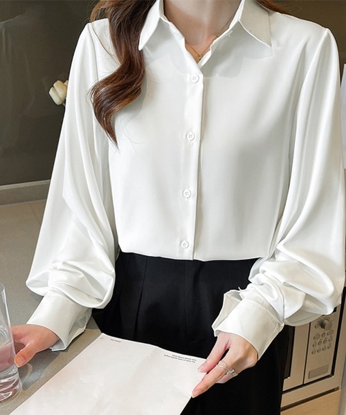 ONEP STAR(ワンピスター)の「クラシックカラーブラウス(シャツ/ブラウス・レディース・ホワイト/ブラック・MEDIUM/LARGE/X-LARGE)」の4枚目の写真