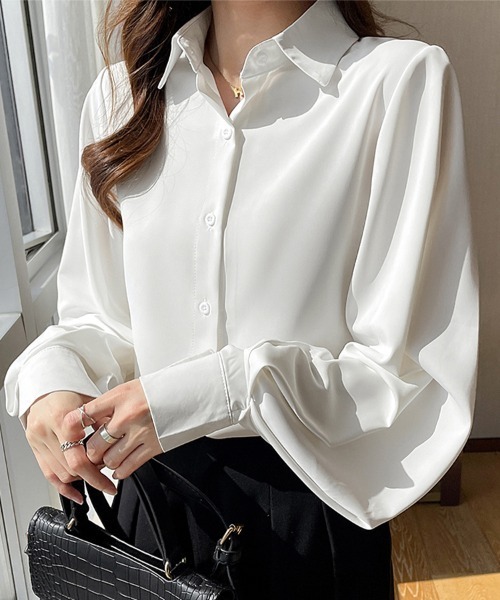 ONEP STAR(ワンピスター)の「クラシックカラーブラウス(シャツ/ブラウス・レディース・ホワイト/ブラック・MEDIUM/LARGE/X-LARGE)」の7枚目の写真