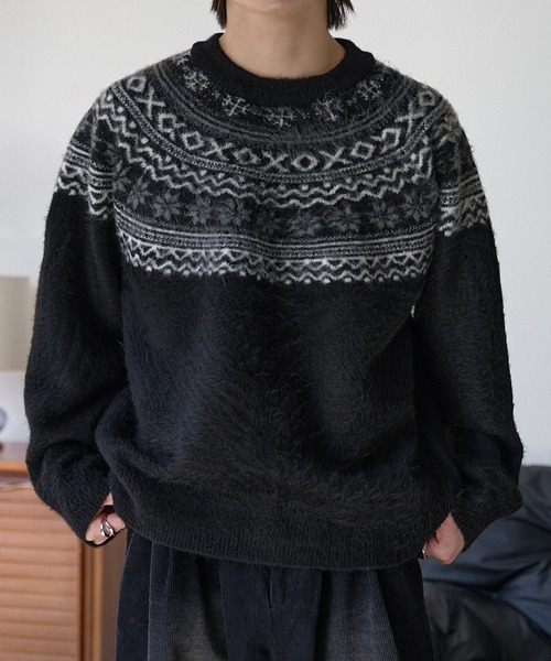 epnok(エプノック)の「ノルディックルーズニット(ニット/セーター・メンズ・ブラウン/ブラック/グレー・LARGE/MEDIUM/SMALL)」の4枚目の写真