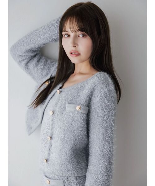 dazzlin（ダズリン）の「【セット対応】ヘアリーニットジャケット（ノーカラージャケット・レディース・オフホワイト/グレー/チャコールグレー/ピンク・FREE）」の7枚目の写真