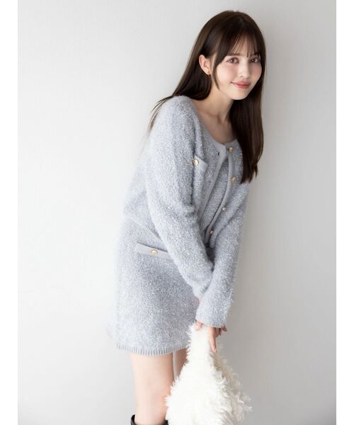 dazzlin（ダズリン）の「【セット対応】ヘアリーニットジャケット（ノーカラージャケット・レディース・オフホワイト/グレー/チャコールグレー/ピンク・FREE）」の8枚目の写真