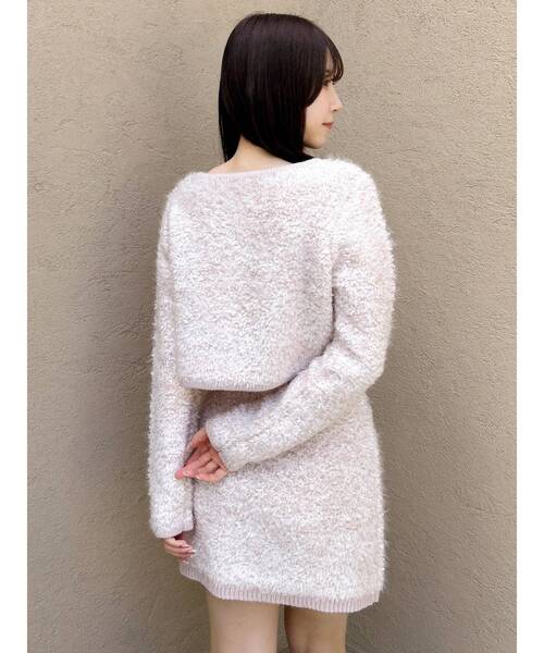 dazzlin（ダズリン）の「【セット対応】ヘアリーニットジャケット（ノーカラージャケット・レディース・オフホワイト/グレー/チャコールグレー/ピンク・FREE）」の19枚目の写真