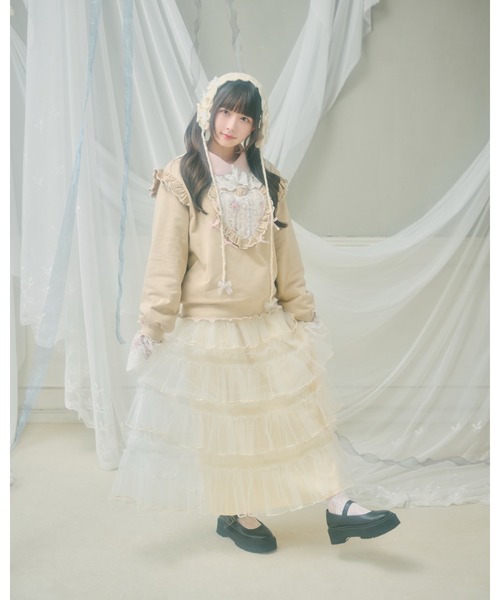 kutir（クティール）の「【クティールとレトロ】アソートハートフリルリボンスウェット（スウェット・レディース・アイボリー/レッド/ベージュ/ネイビー・FREE）」の5枚目の写真