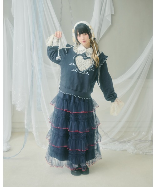 kutir（クティール）の「【クティールとレトロ】アソートハートフリルリボンスウェット（スウェット・レディース・アイボリー/レッド/ベージュ/ネイビー・FREE）」の10枚目の写真