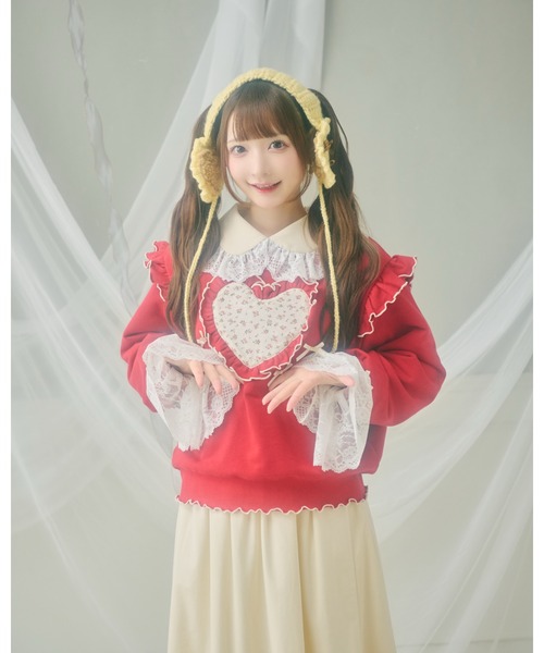 kutir（クティール）の「【クティールとレトロ】アソートハートフリルリボンスウェット（スウェット・レディース・アイボリー/レッド/ベージュ/ネイビー・FREE）」の12枚目の写真