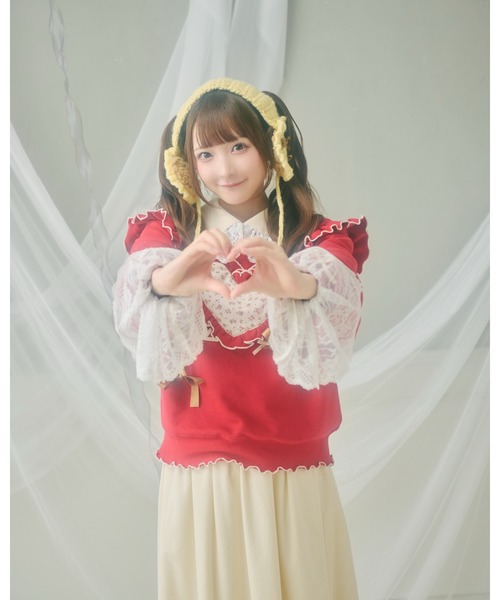 kutir（クティール）の「【クティールとレトロ】アソートハートフリルリボンスウェット（スウェット・レディース・アイボリー/レッド/ベージュ/ネイビー・FREE）」の15枚目の写真