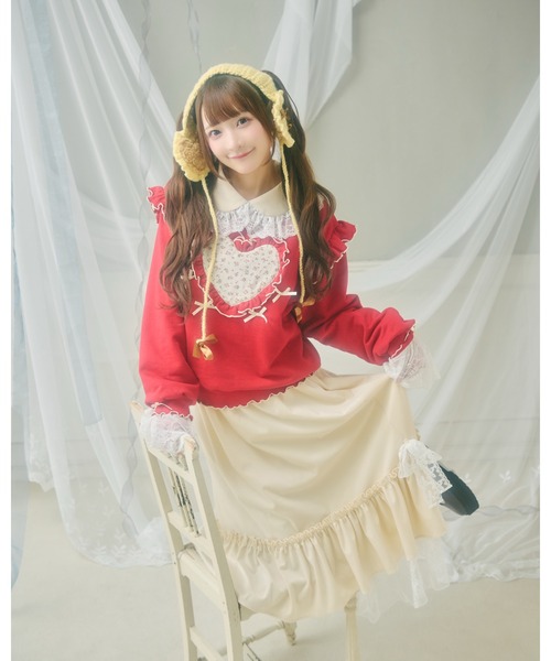 kutir（クティール）の「【クティールとレトロ】アソートハートフリルリボンスウェット（スウェット・レディース・アイボリー/レッド/ベージュ/ネイビー・FREE）」の16枚目の写真