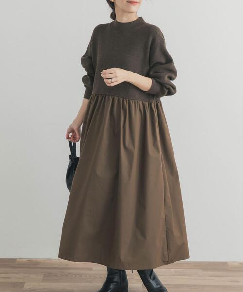 URBAN RESEARCH DOORS（アーバンリサーチドアーズ）の「ニットドッキングワンピース（ワンピース・レディース・ブラック/カーキ・MEDIUM）」の20枚目の写真