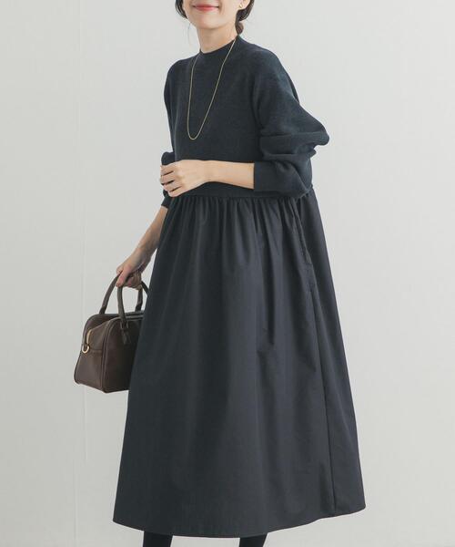 URBAN RESEARCH DOORS（アーバンリサーチドアーズ）の「ニットドッキングワンピース（ワンピース・レディース・ブラック/カーキ・MEDIUM）」の8枚目の写真