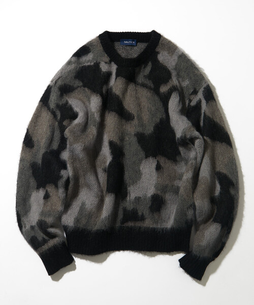 NAUTICA（ノーティカ）の「NAUTICA/ノーティカ モヘア混 迷彩ジャカード クルーネックニット プルオーバー/カモ柄（ニット/セーター・メンズ・ブラック/オリーブ・LARGE/X-LARGE/MEDIUM）」の10枚目の写真