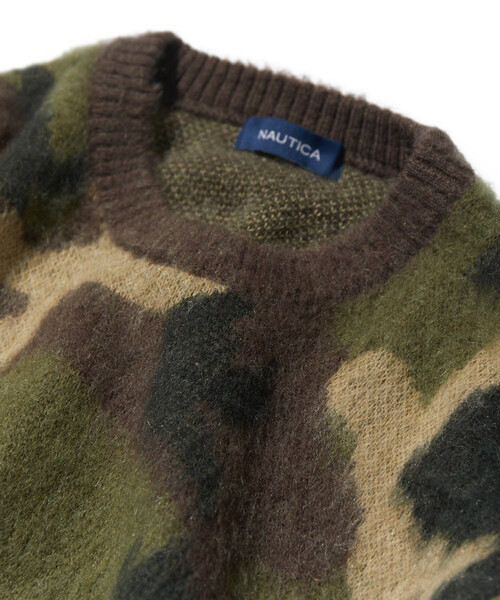 NAUTICA（ノーティカ）の「NAUTICA/ノーティカ モヘア混 迷彩ジャカード クルーネックニット プルオーバー/カモ柄（ニット/セーター・メンズ・ブラック/オリーブ・LARGE/X-LARGE/MEDIUM）」の7枚目の写真