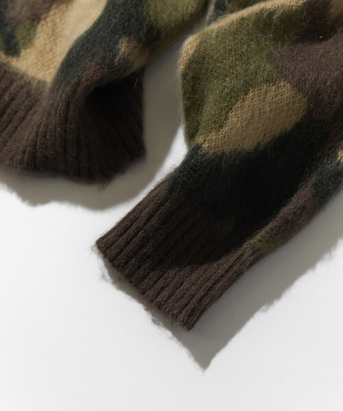 NAUTICA（ノーティカ）の「NAUTICA/ノーティカ モヘア混 迷彩ジャカード クルーネックニット プルオーバー/カモ柄（ニット/セーター・メンズ・ブラック/オリーブ・LARGE/X-LARGE/MEDIUM）」の6枚目の写真