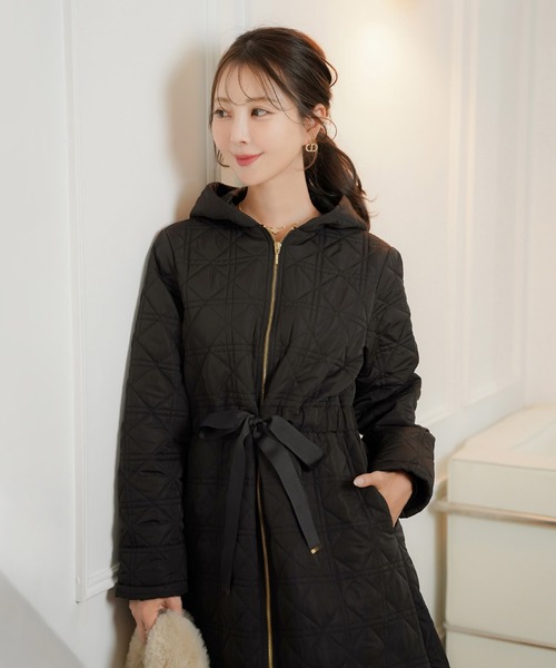 スカラップ刺繍 キルティング ロング丈 コート le reve vaniller