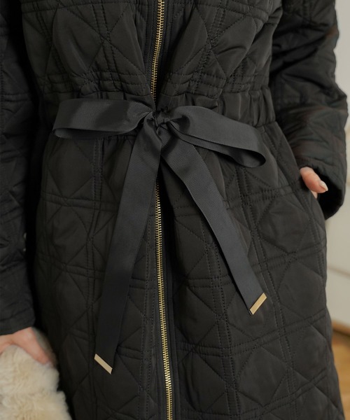 スカラップ刺繍 キルティング ロング丈 コート le reve vaniller