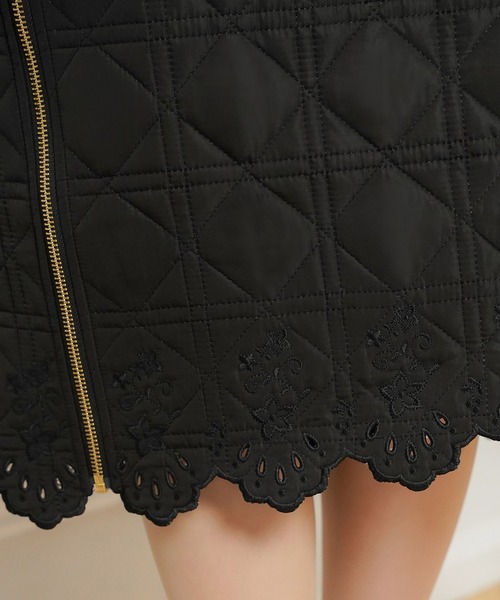 スカラップ刺繍 キルティング ロング丈 コート le reve vaniller