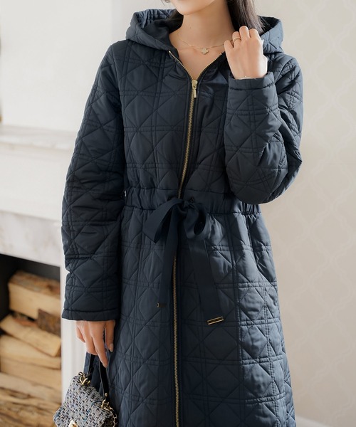 スカラップ刺繍 キルティング ロング丈 コート le reve vaniller