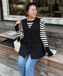 ペプラム」に該当するベスト（ブラック/黒色系）ファッション通販