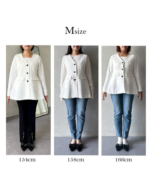 prose verse（プロズヴェール）の「【MOMO】フレアペプラムVネックジレ（ベスト・レディース・オフホワイト/ブラック・MEDIUM/LARGE）」の10枚目の写真