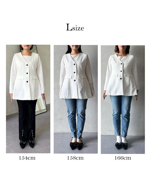 prose verse（プロズヴェール）の「【MOMO】フレアペプラムVネックジレ（ベスト・レディース・オフホワイト/ブラック・MEDIUM/LARGE）」の11枚目の写真