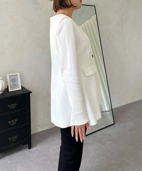 prose verse（プロズヴェール）の「【MOMO】フレアペプラムVネックジレ（ベスト・レディース・オフホワイト/ブラック・MEDIUM/LARGE）」の15枚目の写真